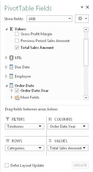 PivotTable Fields List in Excel